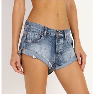 One Teaspoon, Bandits Denim Short, Size 24, Blue Suede
